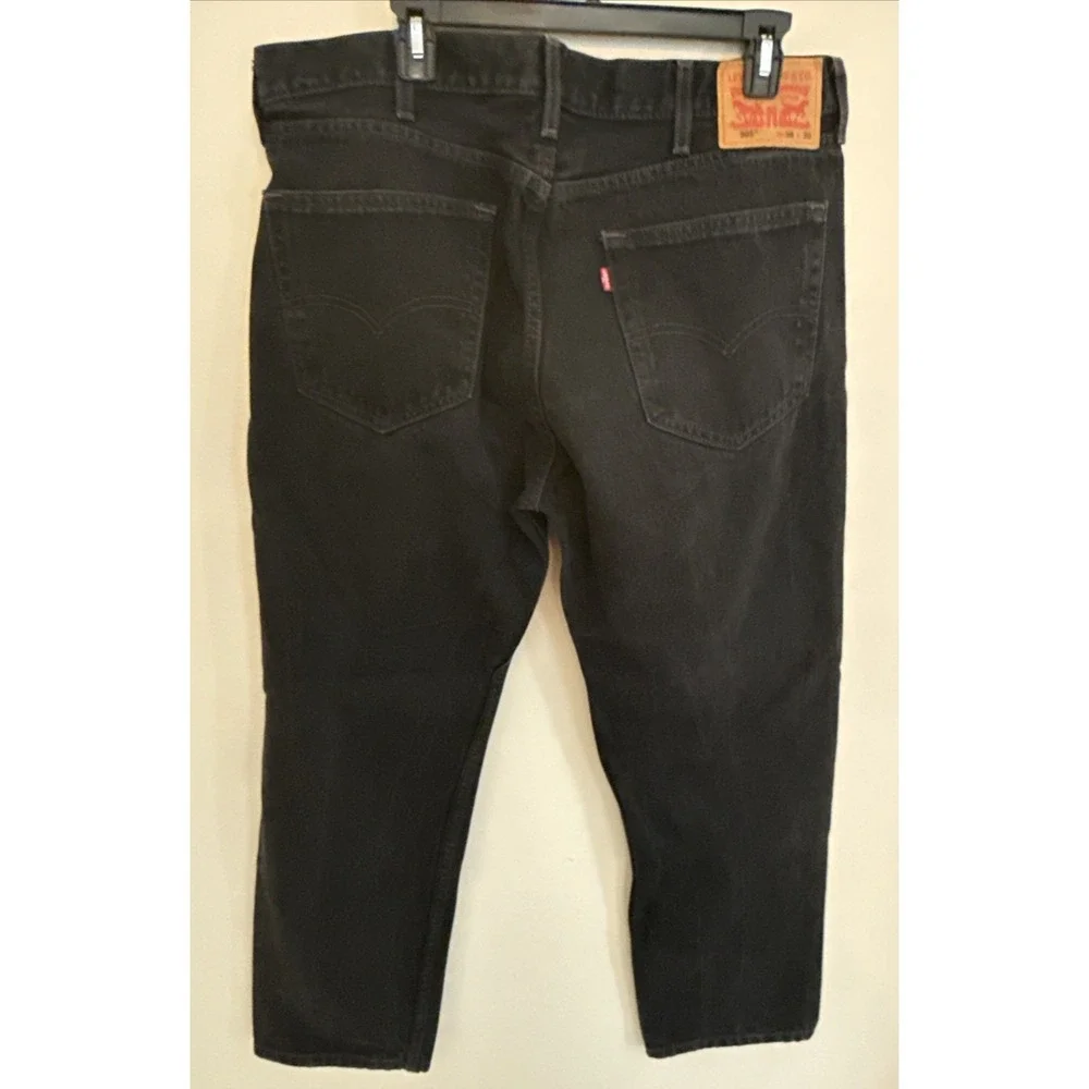 Levi's 505 Regular Fit Straight Leg Jeans Men's 38x30 Black‎ Denim  Cotton